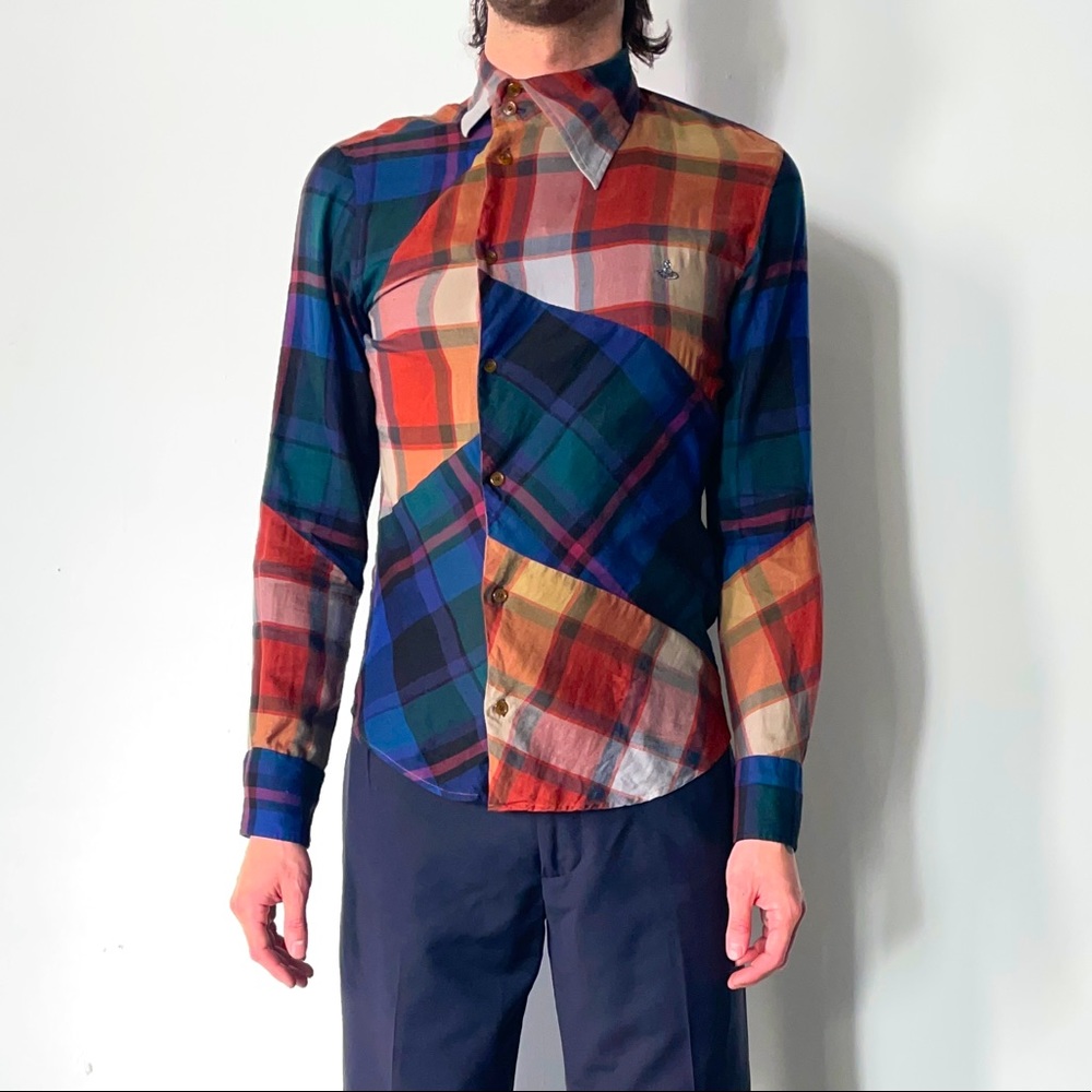 Vivienne Westwood Tartan Asymmetrical Button up